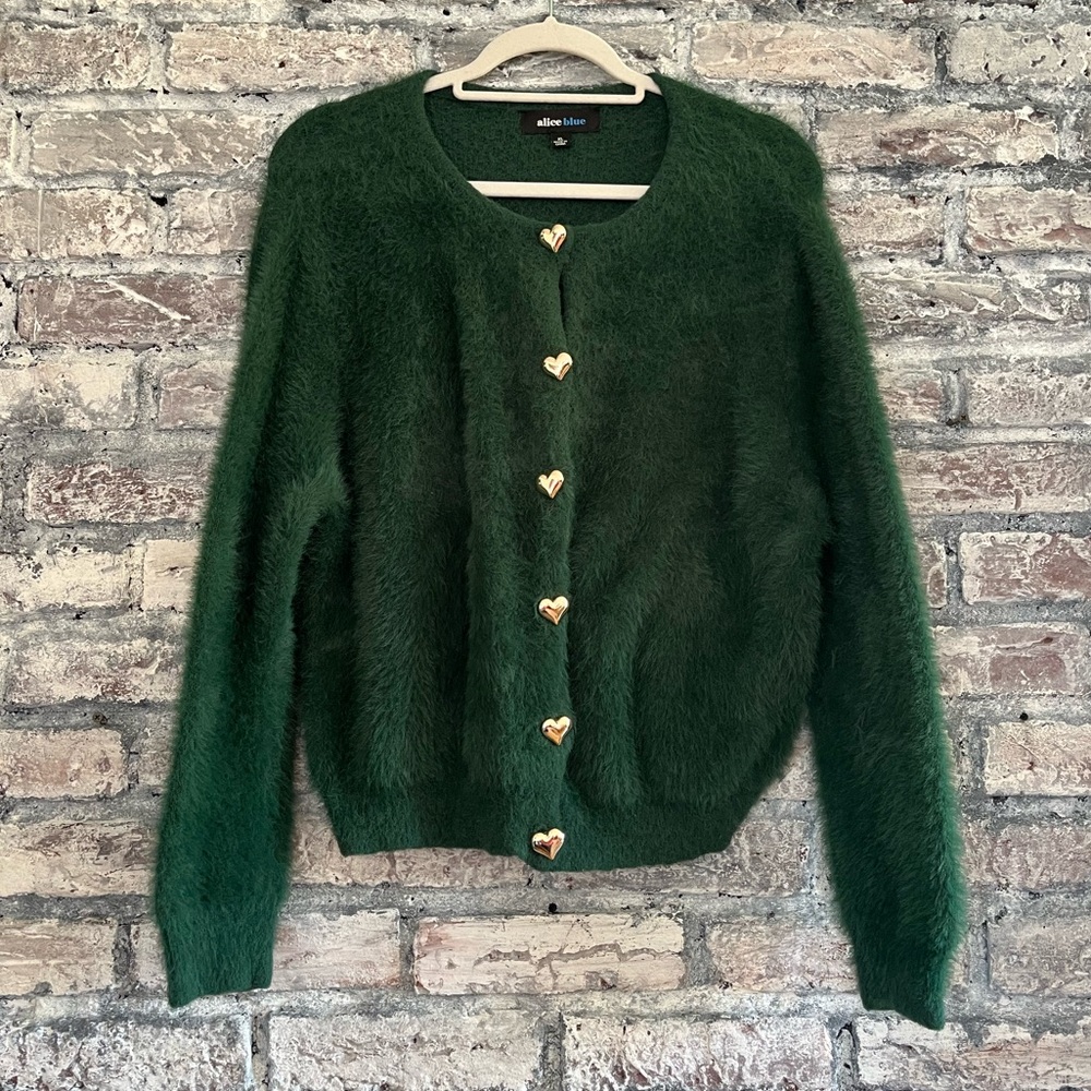 Green Fuzzy Cardigan